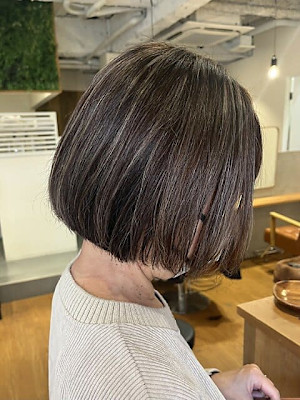 ボブスタイル×ハイライト/30代/40代/50代