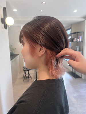 ピンクオレンジインナーカラー