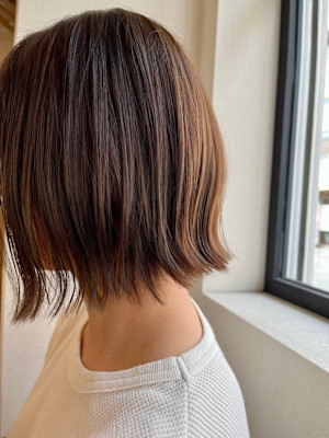 切りっぱなしボブ/チョコレートブラウン20代/30代/40代