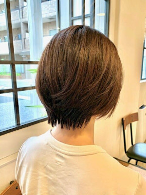 まとまりショートボブスタイル/30代/40代/50代