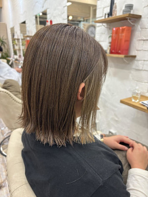 大人かわいい/ボブ/切りっぱなし/イヤリングカラー