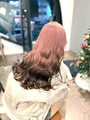 ピンクベージュルーツカラー