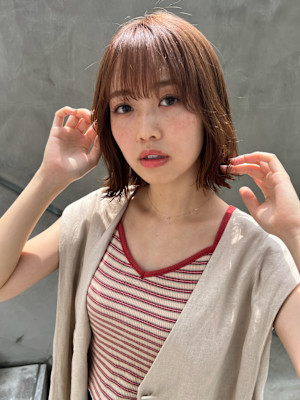 外ハネボブ／柔らか質感／透け前髪／ミニくびれボブ