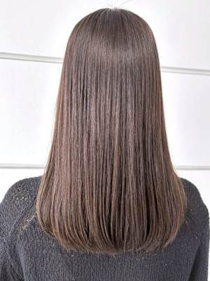 セミロング ココアベージュ 髪質改善トリートメント 艶髪