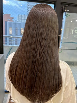 ロング 髪質改善カラー ベージュカラー ココアベージュ 艶髪