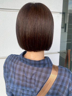 丸みボブ ナチュラルブラウン 艶髪 髪質改善トリートメント