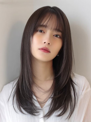 30代レイヤーカット/髪質改善ストレート/韓国/ワンホンヘア