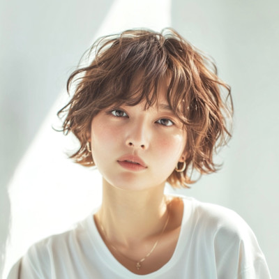 トップにふんわり感を出した、柔らかく軽やかなミディアム