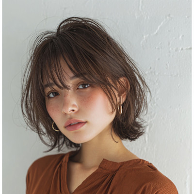 ゆるふわ外ハネのミディアムスタイル