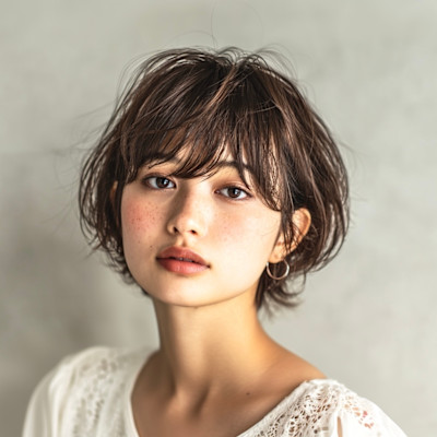 ミディアムショートの外ハネスタイル