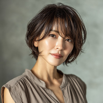 フェミニンな柔らかさが漂う、丸み美しいグラボブショート