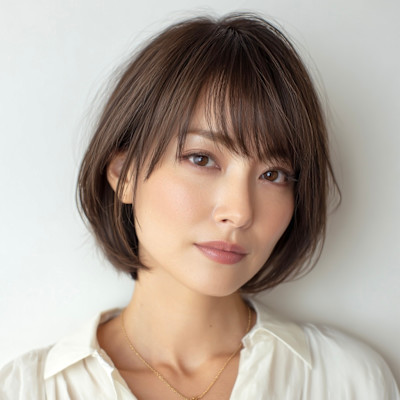自然なツヤとまとまりで魅せる、柔らかナチュラルボブ