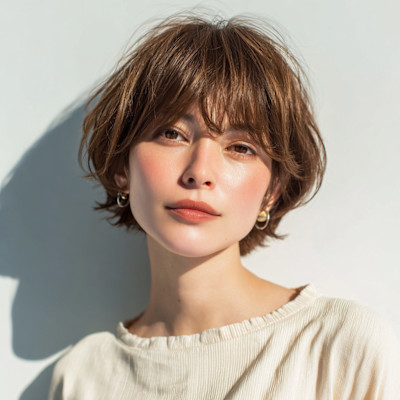 大人上品な丸みグラボブ風ショートで柔らかく洗練された印象に