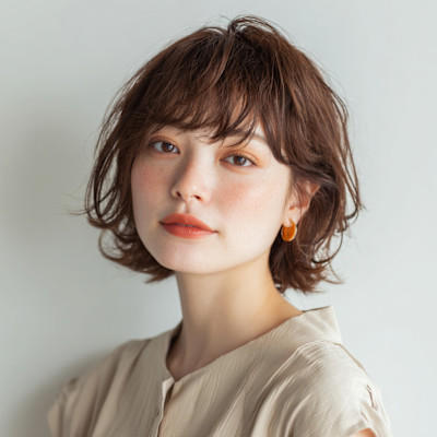 軽やかに揺れるショート風の外ハネスタイル