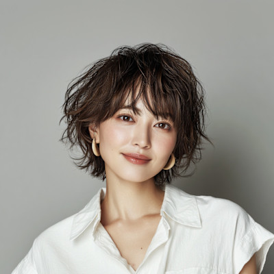 ふんわりショートで上品さを兼ね備えた大人スタイル