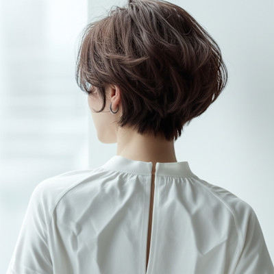 丸みのあるグラボブでスッキリショート