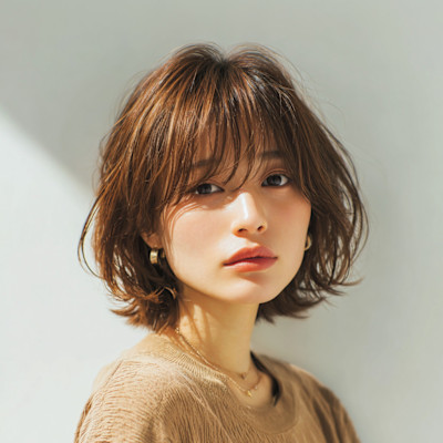 大人クール抜け感と無造作な毛流れの外ハネボブ