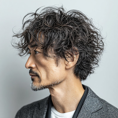 しっかりパーマで爽やか男性ショート