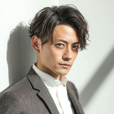 毛先にほんのり動くメンズパーマショート