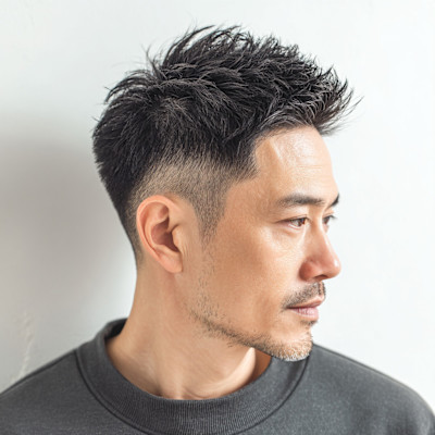 毛先立ち上げ爽快メンズショート