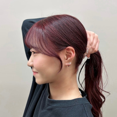 前髪＋お顔周りカット×冬に人気♪ボルドーカラー