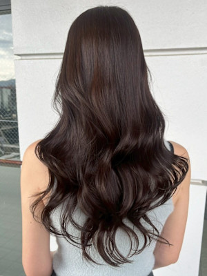 アッシュカラー 韓国風巻き ロング 艶カラー レイヤーカット