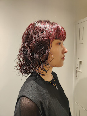 レッドカラー/ボブパーマ/レイヤーパーマ