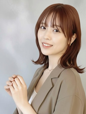 外ハネ×アプリコット【ミディアム】