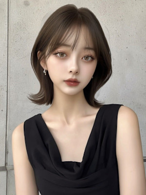 韓国風/くびれボブ/顔周りカット/くびれヘア/透明感カラー