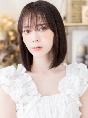 チョコレートブラウン前下がりミニボブディ　ミニマルボブ