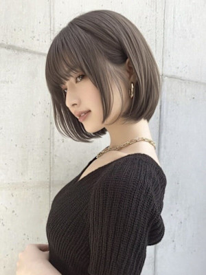 ボブ/顔周りカット/ショートボブ/透明感カラー