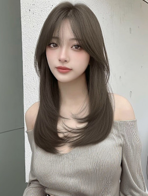 韓国風/セミロング/顔周りカット/レイヤー/透明感カラー