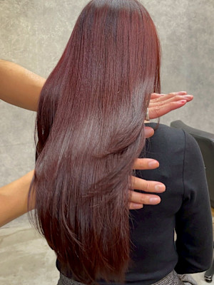 大人ローズブラウン/髪質改善ストレート/縮毛矯正/韓国/顔ま