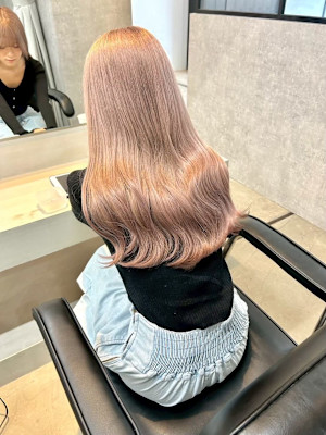 シュリンプピンクベージュ/ダブルカラー/ケアブリーチ/髪質改