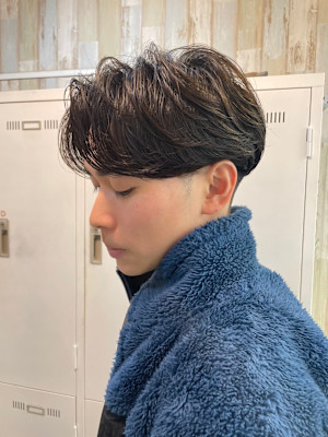 men's ２ブロックセンターパート