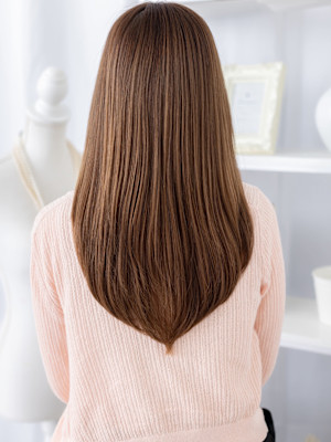 こなれシャギーカットツヤ感レイヤーロング　オリーブグリーン