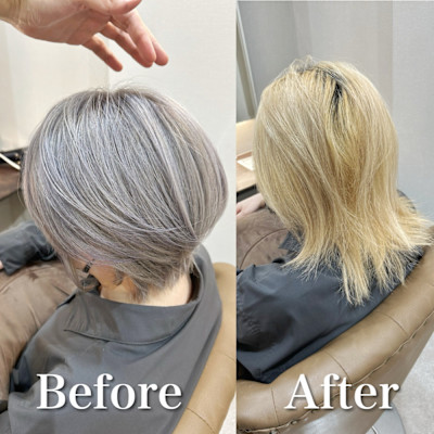 白髪ぼかし(ハイトーングレー)白髪キレイにマイナス10歳