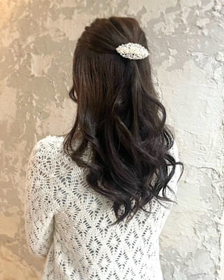 ハーフアップ・エレガントダウンスタイル