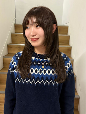 【YOKE】ブリーチなしヘーゼルベージュレイヤーロング顔周り