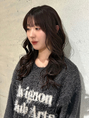 【YOKE】ラベンダーグレージュレイヤーロング前髪顔周り