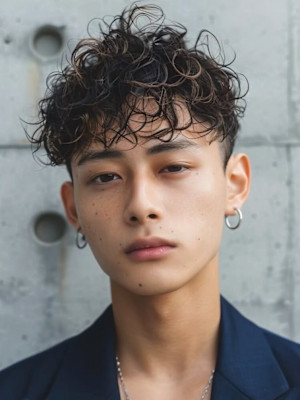 ツイストスパイラルパーマ 眉毛カット 20代 ツーブロック