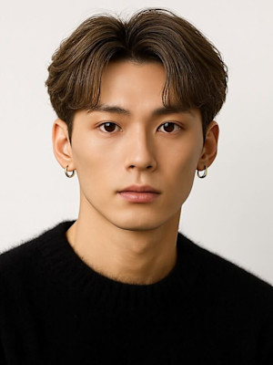 アッシュベージュ センターパート 韓国パーマ フェザーパーマ