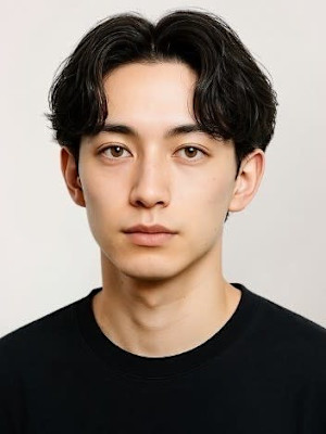 センターパート フェザーパーマ ツーブロック 20代 眉毛