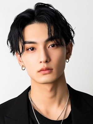 センターパート ツイストスパイラルパーマ 束感 ツーブロック