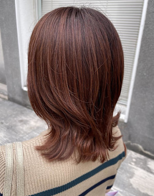 伸ばしかけミディアム　くびれピンクオレンジ