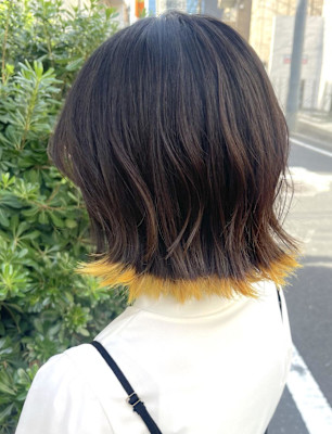 個性派すそカラーイエロー　エンドカラー