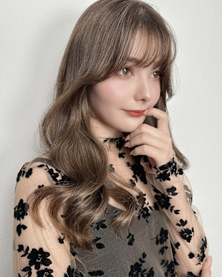 ブリーチなしチョコレートブラウン韓国ヘア顔周り2way前髪