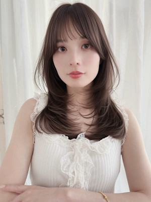 内巻きミディアムレイヤーカットミディレイヤーハッシュカット