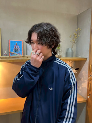 センターパートパーマ