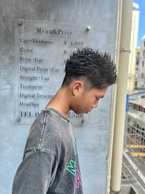 ワイルドアップバング×フェードカット